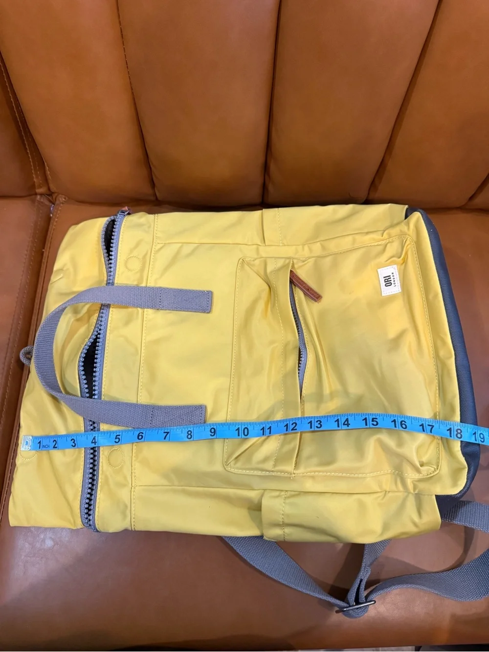 Orion London Yellow Men's Backpack with Gray Handles